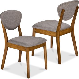 Best Choice Products 2-Piece Mid-Century Modern Wood & Upholstered Dining Chair Set