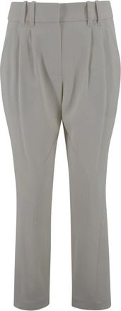 Brunello Cucinelli Tapered Trousers, female, Gray, S, Equestrian Wool Trousers with Embellishments