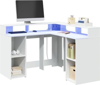 vidaXL Vidaxl - Escritorio Con Luz Led Madera Ingenier&iacute;a Blanco 130x130x91 Cm