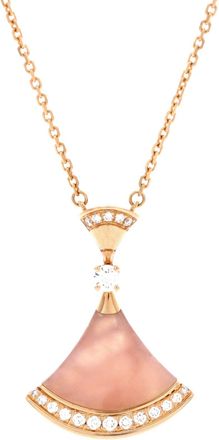 Bulgari Divas Dream Pendant Necklace 18K Rose Gold with Pink Opal and Diamonds Large