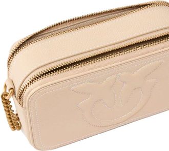 Pinko Womens Crossbody Bag Beige Grigio Sheep Leather - Crossbody-Bags