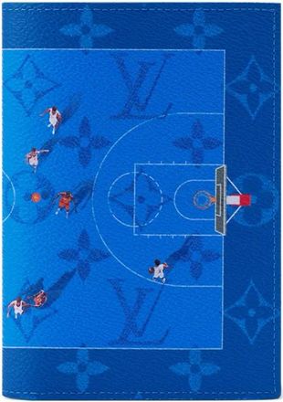 Louis Vuitton basketball court-print passport holder - Blu
