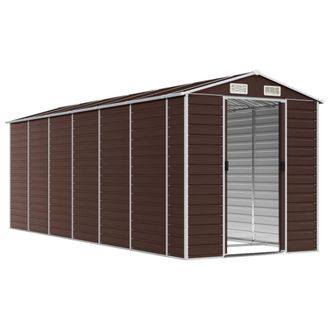 Berkfield Home Garden Shed Brown 191x555x198 cm Galvanised Steel | Size: 191 x 555 x 198 cm