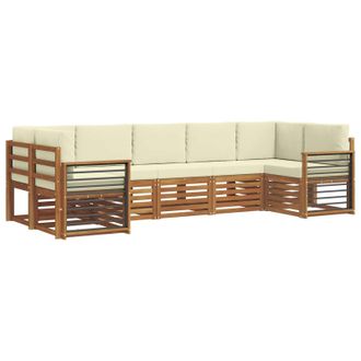 vidaXL Conjunto De Sof&aacute; Seccional Con Coj&iacute;n 7 Pcs Natural Y Crema Vidaxl