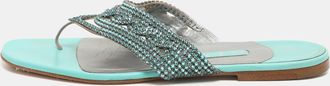 Gina Green Crystals Embellished Thong Flats