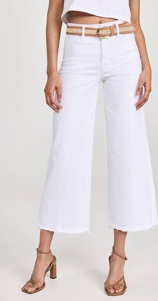 Good American Good Waist Palazzo Crop Jean In White001