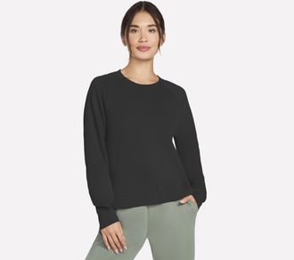 Skechers Rundhalspullover SKECHERS SKECHLUXE ELEVATE CREWNECK, Damen, Gr. M (38/40), schwarz (bold schwarz), Obermaterial: 53% Viskose, 39% Polyester, 8% Elast