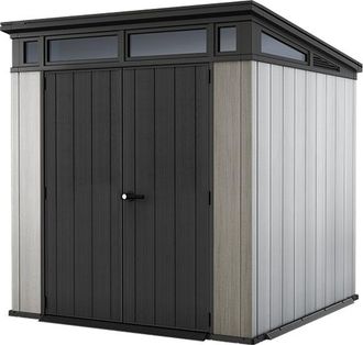 Keter Caseta De Jard&iacute;n Artisan 7x7 Exterior Cobertizo Almacenamiento Madera Acero Metal Resina Efecto Madera 214x218x226 Wxdxh Cm - Keter