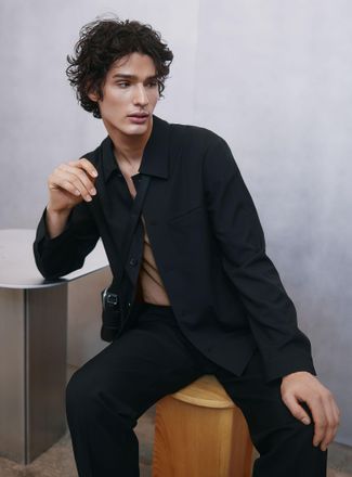 Selected Mens Minimalist soft twill shacket