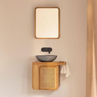 Sklum Conjunto De Mueble De Ba&ntilde;o Suspendido 60x40 Cm En Madera De Teca Georgy Sklum