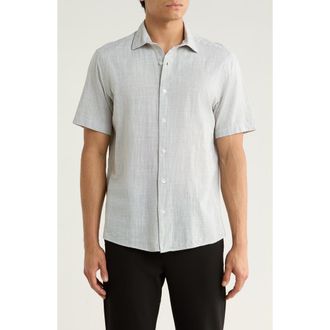Robert Barakett Lorenzo Short Sleeve Cotton Button-Up Shirt in Olive Dust at Nordstrom Rack, Size Xx-Large