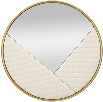 Dmora Espejito Bozzole, Espejo, Objeto de decoración de pared, Decoración de espejo, 80x3 h80 cm, Blanco y Oro - Dmora