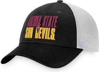 Top of the World Mens Top of the World Black/White Arizona State Sun Devils Stockpile Trucker Snapback Hat at Nordstrom