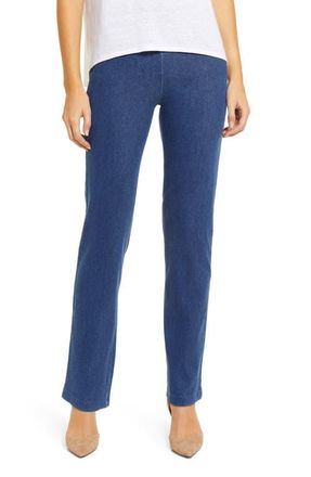 Lyssé ntials High Waist Straight Leg Stretch Denim Jeans in Mid Wash at Nordstrom, Size X-Large