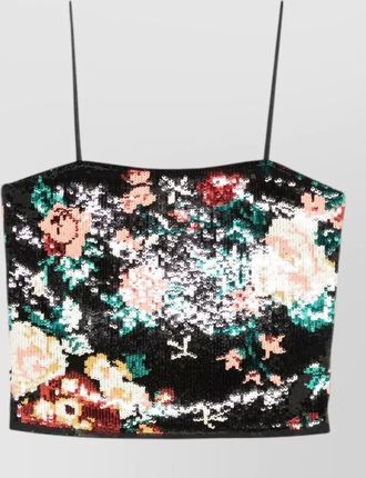 Forte_Forte sequined floral-print bralette top
