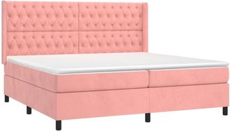 vidaXL Vidaxl - Cama Box Spring Con Colch&oacute;n Terciopelo Rosa 200x200 Cm