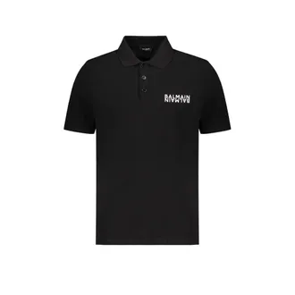 Balmain Black Cotton Polo Mens Shirt