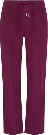 Vilebrequin Pacha Linnen Broek - Heren - Straight fit broeken - Paars - M - Linnen - Broeken