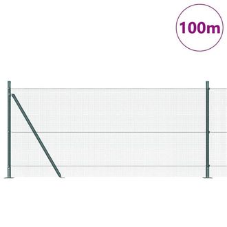 Berkfield Home Green Welded Wire Fence with 13 Flanged Posts Green 0.8x100 m Steel