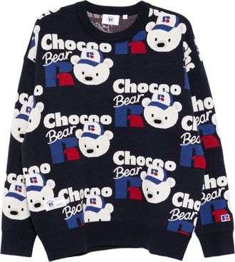 Chocoolate x Russell Athletic bear-print jumper - Blue