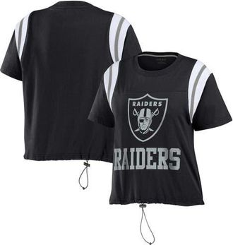 WEAR by Erin Andrews Womens WEAR by Erin Andrews Black Las Vegas Raiders Cinched Colorblock T-Shirt at Nordstrom, Size Small