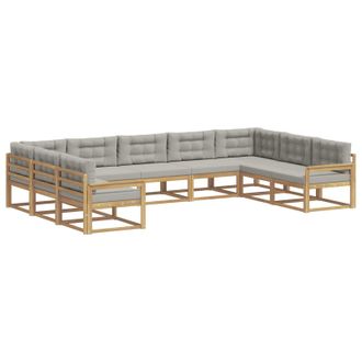 vidaXL Conjunto De Sof&aacute;s De Exterior 9 Uds. Blanco Y Gris Claro Vidaxl