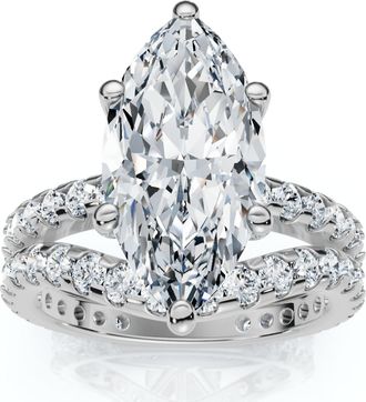 Pompeii3 Certified 4 1/2Ct Marquise Diamond Wedding Engagement Ring Set 14k Gold Lab Grow