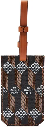Au D&eacute;part Printed Leather Luggage tag - Brown - One Size