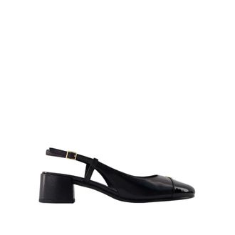Tory Burch Tory Burch, Pumps, female, Black, Size: 9 US Black Leather Cap Toe Sandals