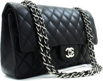 Chanel Classic Bowler Quilted Caviar Black Leather Handbag (Pre-Owned)
