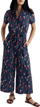 Seasalt Cornwall Treen Cove Floral Linen Jumpsuit in Snapdragon Sea Cave at Nordstrom, Size 10