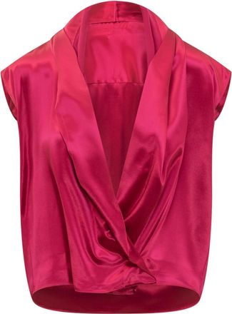 Alberta Ferretti Pink Solid V Neck Top