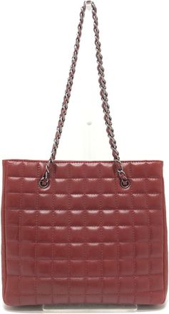 Chanel Red Color Leather Shoulder Bag Tote Bag (Pre-Owned)