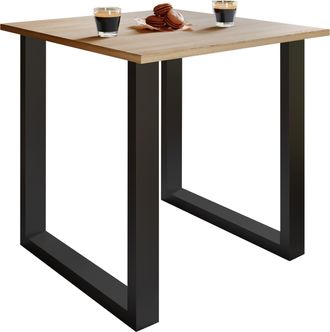 ebuy24 Mesa De Madera Vcm Al. 76 X An. 80 X P. 80 Cmbase S&oacute;lida Y De Alta Calidad Pies De Hierro Mesa De Cocina - Xona U (negro / Roble Sonoma)
