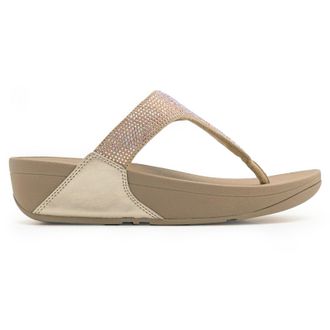FitFlop Lulu Crystal Embellished Synthetic Womens Toe Post Sandals - Latte Beige - Size:UK 5.5
