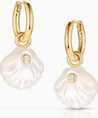 Thatch Womens Coquille Mother Of Pearl Hoop Earrings In Gold