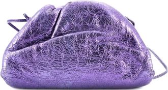 Bottega Veneta The Pouch Crinkled Metallic Leather Mini crossbody bag - Paars