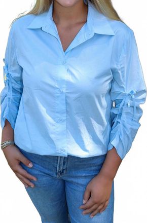 Pinch Design Ruched Bow Top In Blue