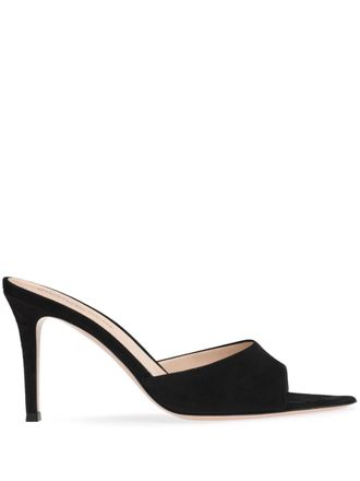 Gianvito Rossi Elle 85 mm su&egrave;de muiltjes - Zwart