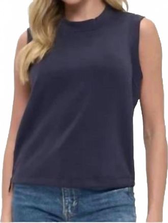 Ariella Zipper Detail Scuba Tank Top In Navy