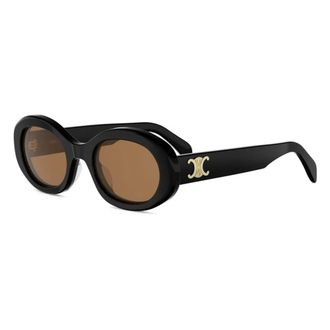 Celine Celine - Triomphe Oval Zonnebril - unisex - Accessoires - Zwart - Maat: 52 MM Polyamide