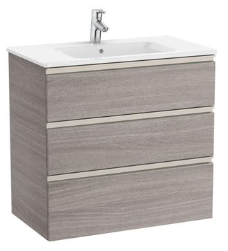 Roca Roca - Pack Unik Mueble Base De 3 Cajones + Lavabo Central The Gap Color: Roble City Texturizado - Medidas: 805x460x763 Mm