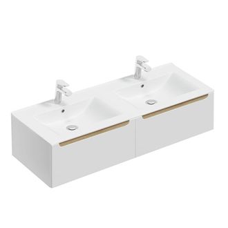 Petits Meubles Mueble lavabo encastrado 2 cajones estratificado Blanco