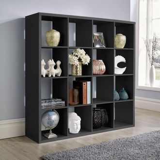 Home Source Industries Cube Plus 16 Bookcase Shelving Storage Unit in Black