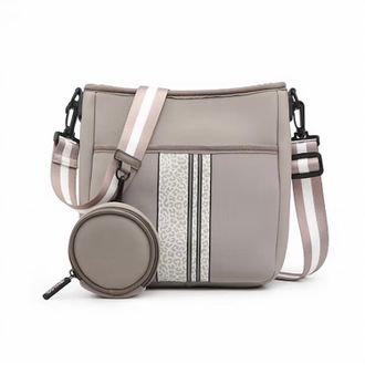 Jen & Co. Womens Dru Crossbody Bag In Cheetah Taupe