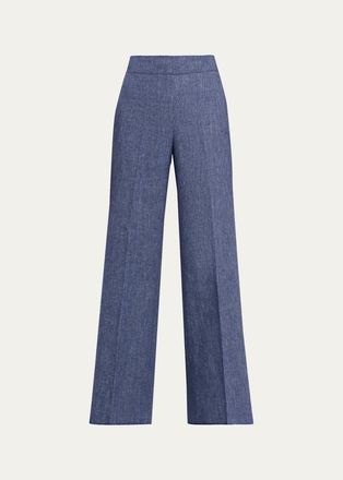 Carolina Herrera Diane Wool-Blend Flannel Wide-Leg Pants
