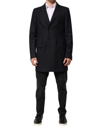 Dolce & Gabbana Mens Classic Wool Overcoat - Black - Size EU 50 (Mens)