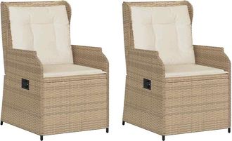 vidaXL Banco De Jard&iacute;n 2 Uds. Beige Rat&aacute;n Sint&eacute;tico Vidaxl