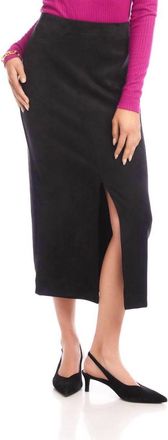 Karen Kane Faux Suede Front Slit Skirt In Black