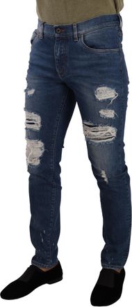 Dolce & Gabbana Mens Blue Wash Cotton Stretch Slim Fit Denim Jeans Elastane Clothing